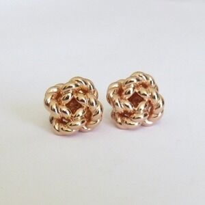 Tory Burch Rose Gold Tone Rope Knot Stud Earrings Women
